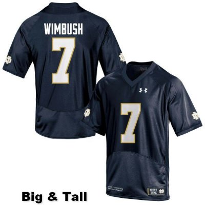 Notre Dame Fighting Irish Men's Brandon Wimbush #7 Navy Blue Under Armour Authentic Stitched Big & Tall College NCAA Football Jersey JPF3499ZW